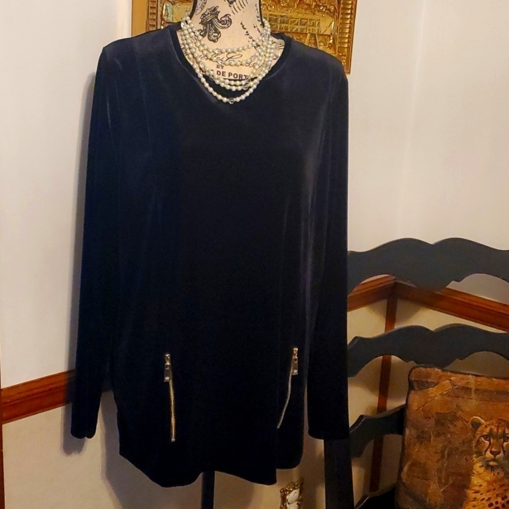 NWT Chaus New York Suede Velvet Top Zipper accent  💕
